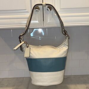 Coach Bag Purse Handbag Leather Vintage Rugby Stripe Convertible Bucket Bag